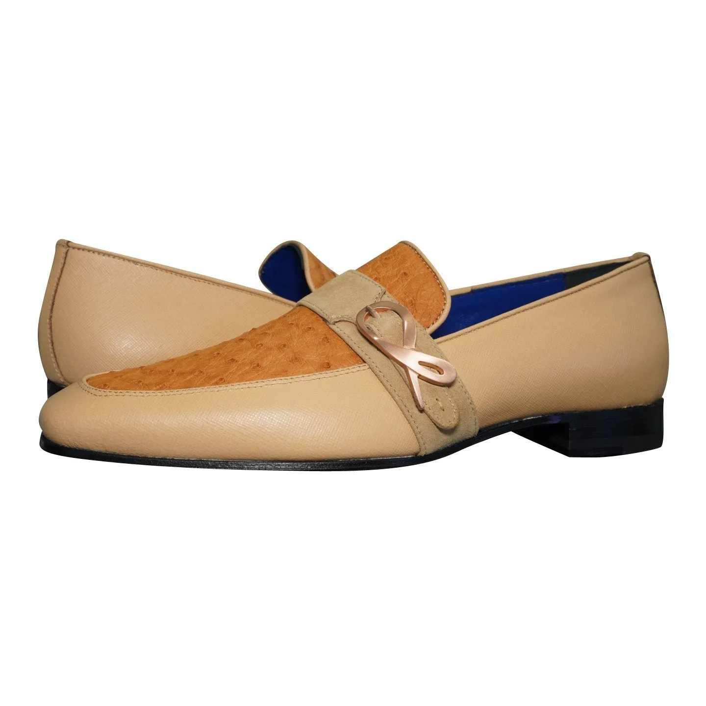 Tuscan Ostrich Monk Rose Gold Loafer