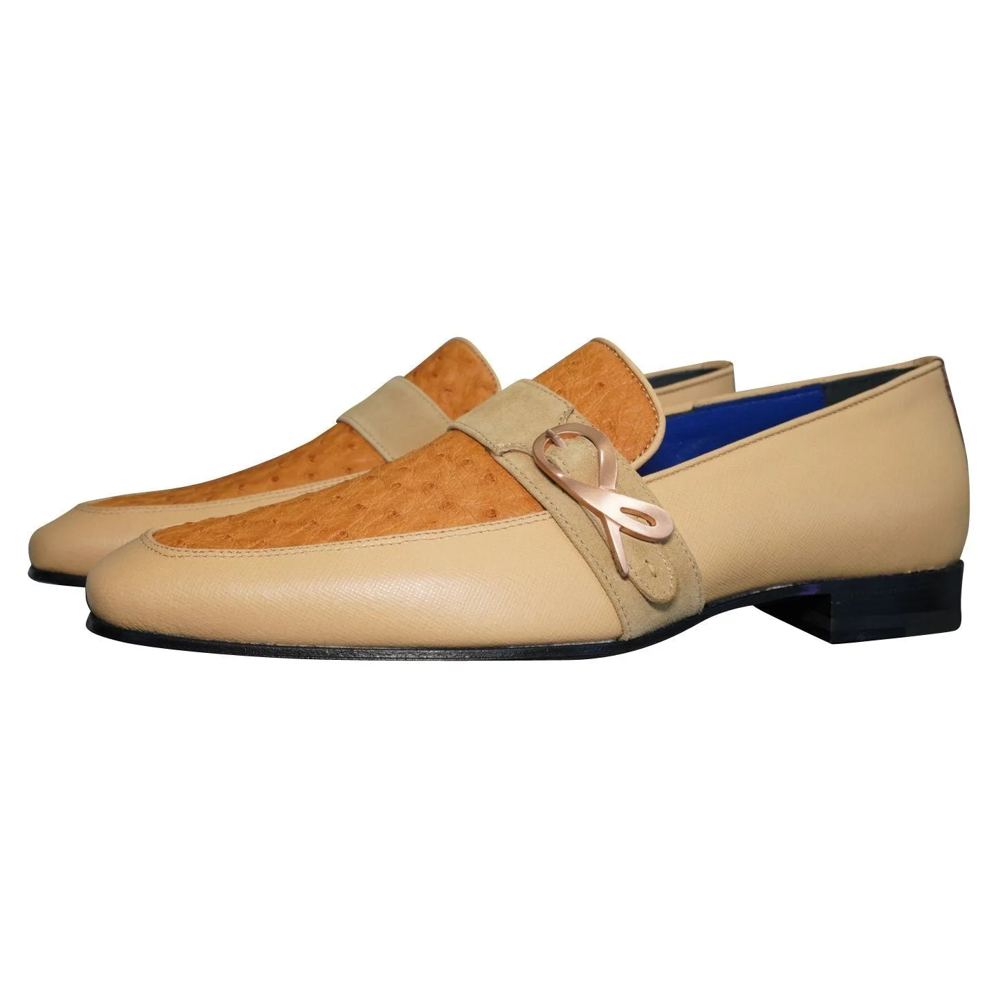 Tuscan Ostrich Monk Rose Gold Loafer