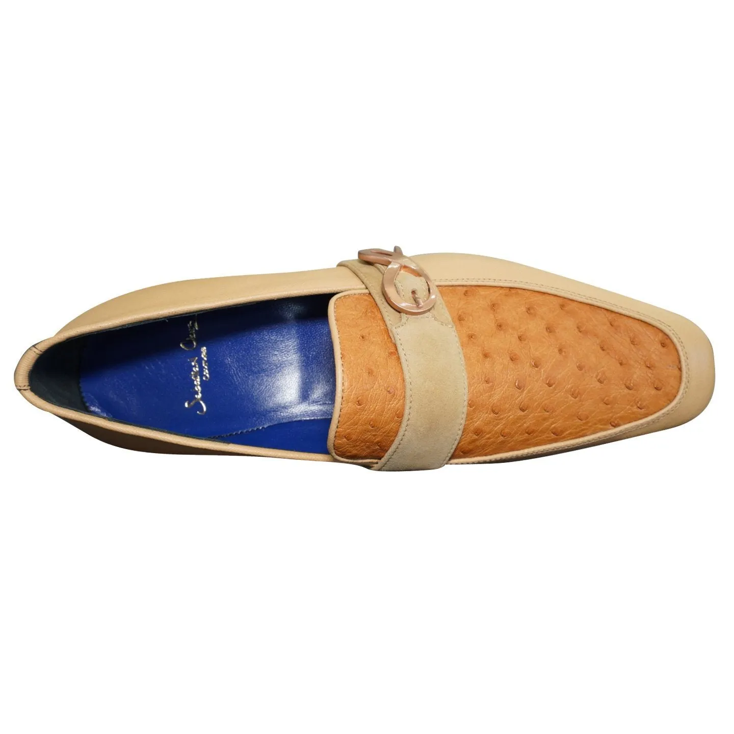 Tuscan Ostrich Monk Rose Gold Loafer