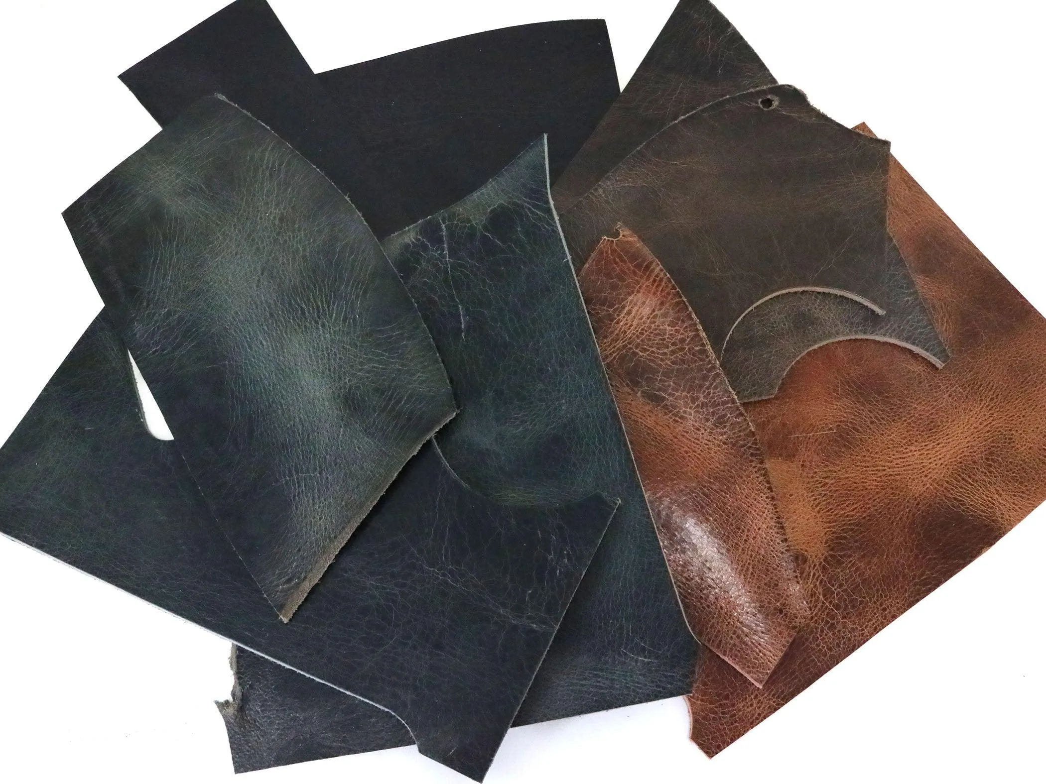 Two Pounds of Vintage Glazed Buffalo Leather Scrap