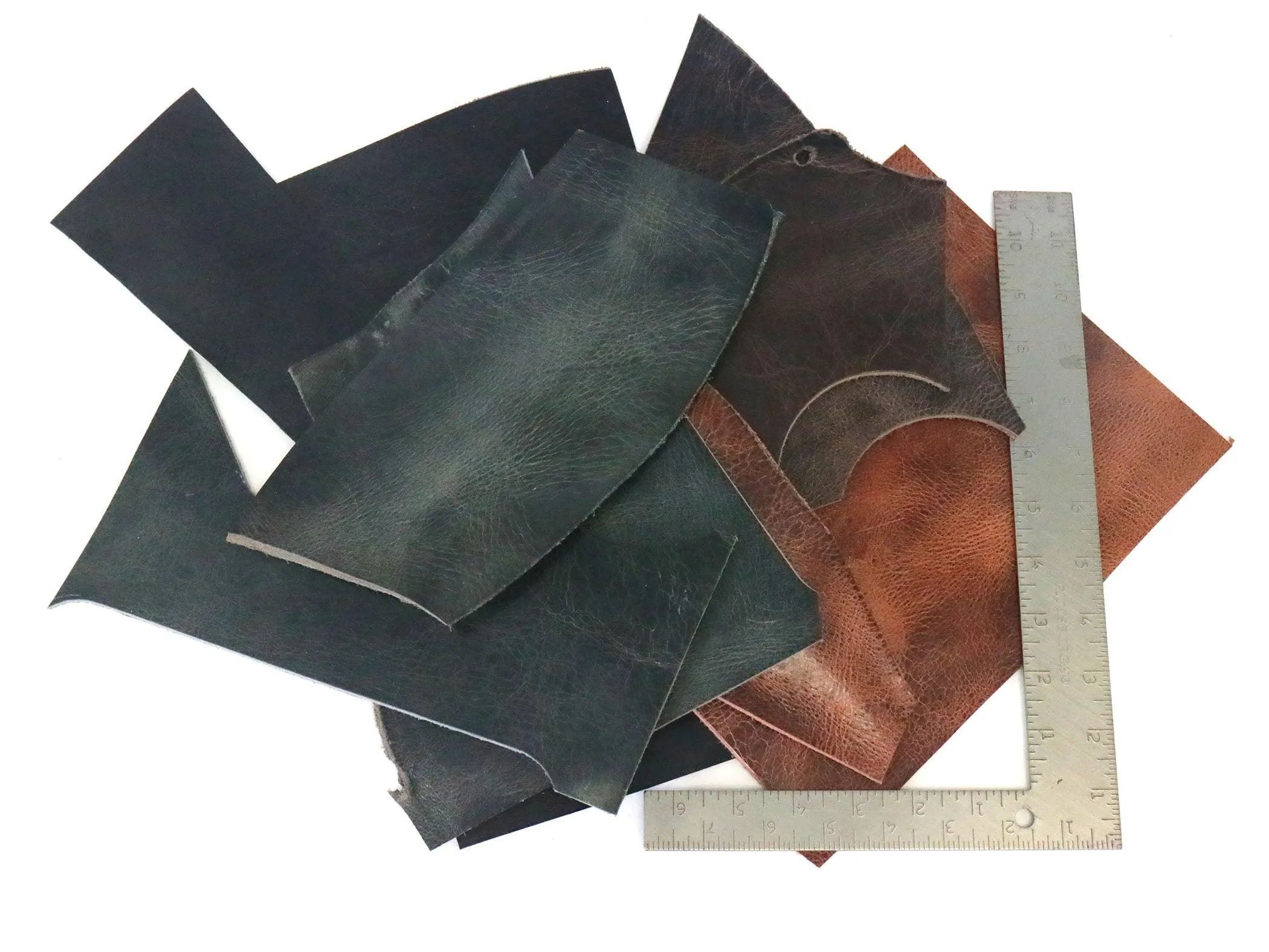 Two Pounds of Vintage Glazed Buffalo Leather Scrap