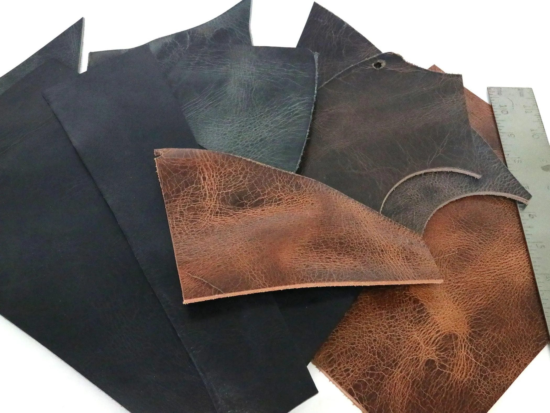 Two Pounds of Vintage Glazed Buffalo Leather Scrap