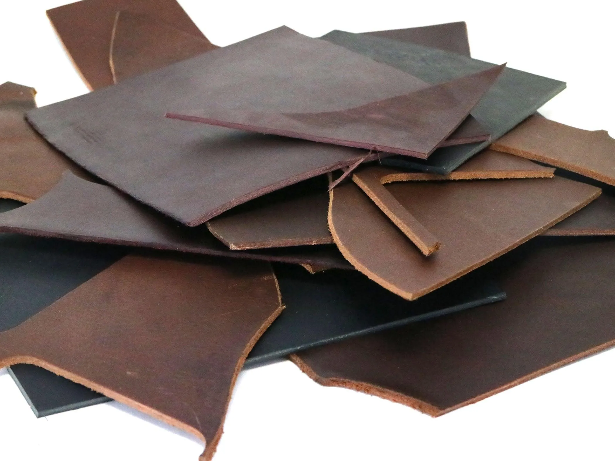 Two Pounds of West Tan Buffalo Leather Scrap