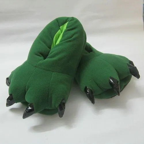 Unisex Animal Dinosaur green cosplay Kigurumi fleece slippers shoes