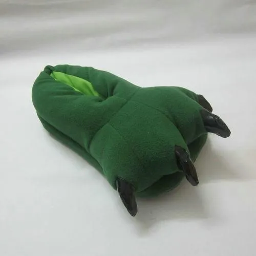 Unisex Animal Dinosaur green cosplay Kigurumi fleece slippers shoes