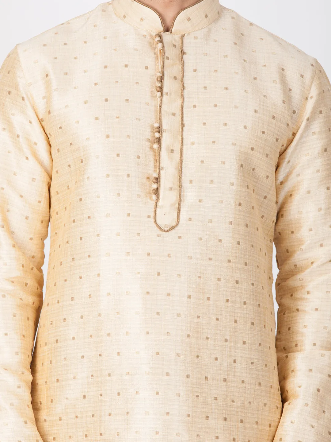 Vastramay Silk Blend Gold and Rose Gold Baap Beta Kurta Pyjama set