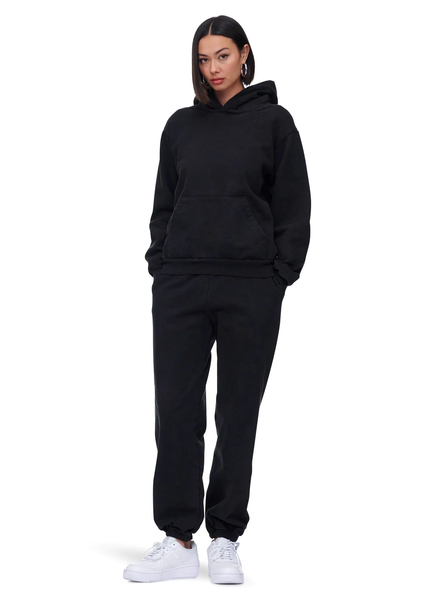 VIAVIA The Super Heavy Fleece Hooded Pullover In Black