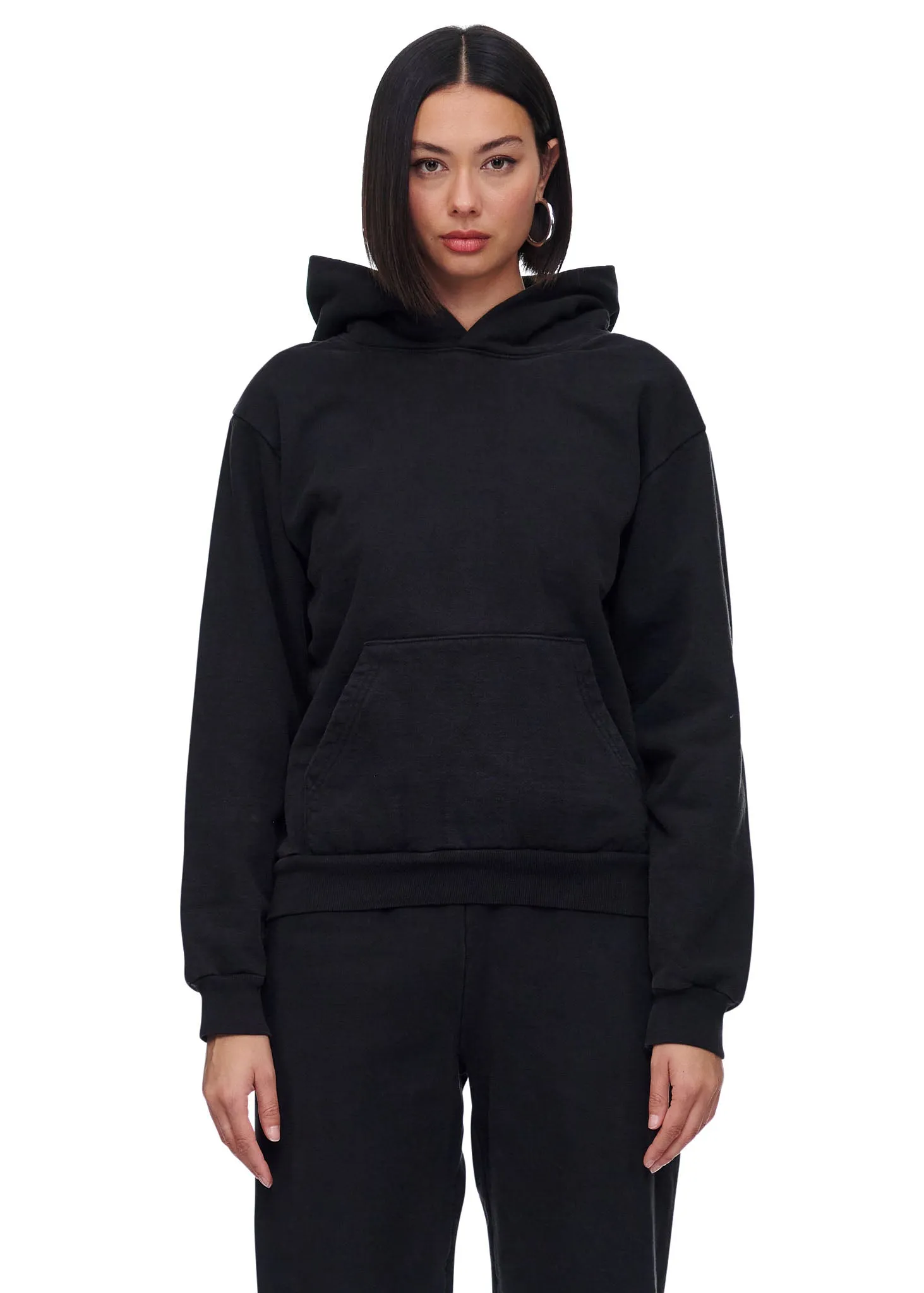 VIAVIA The Super Heavy Fleece Hooded Pullover In Black