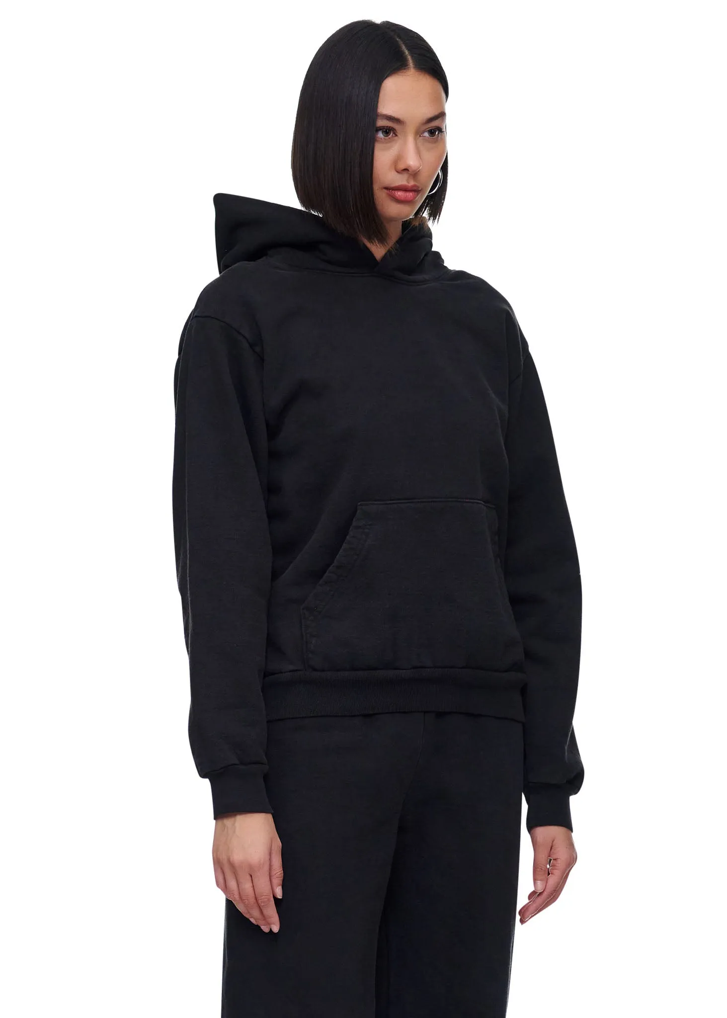 VIAVIA The Super Heavy Fleece Hooded Pullover In Black