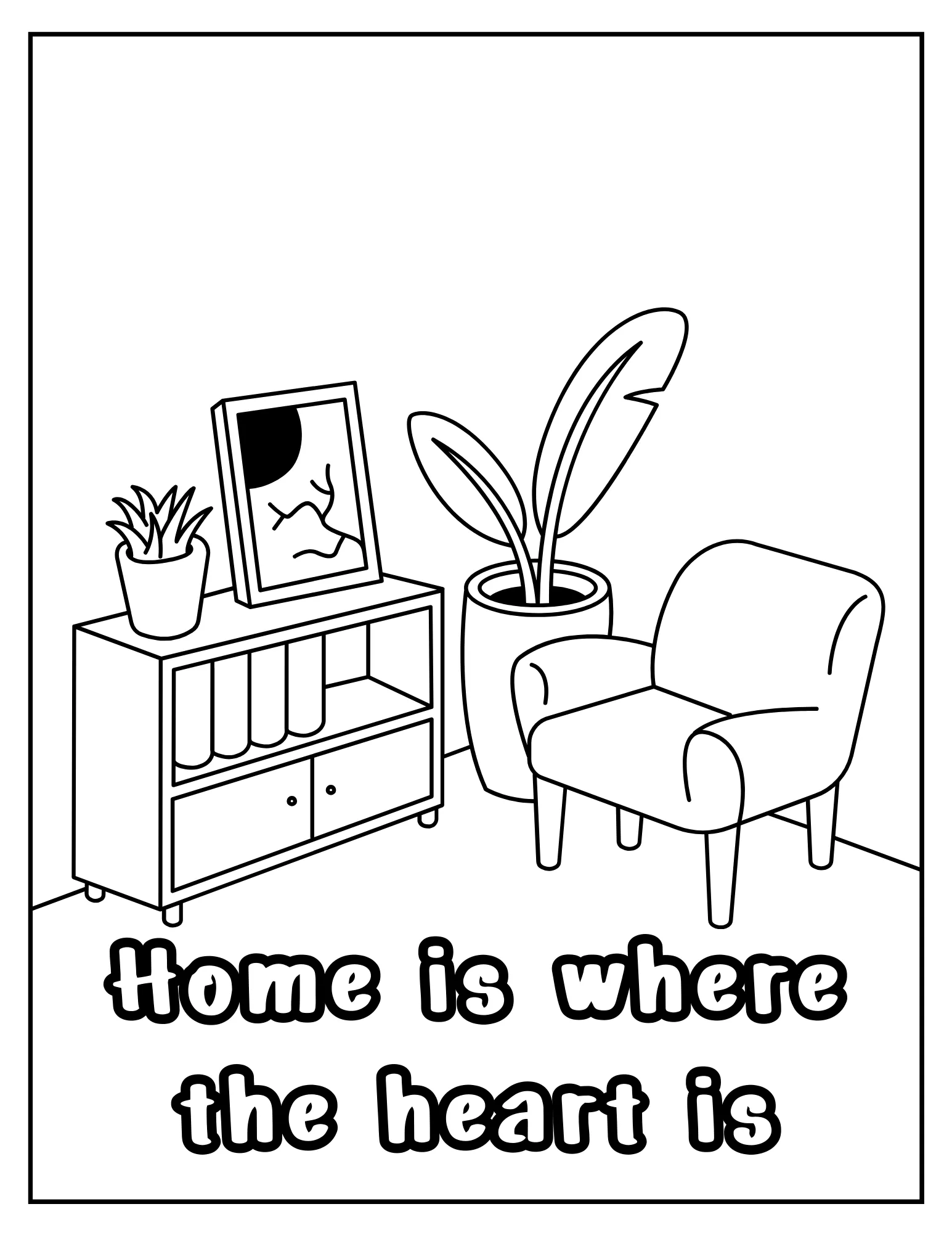 Warm and Peaceful Spaces: Printable Coloring Book PDF of Cozy Home Interiors