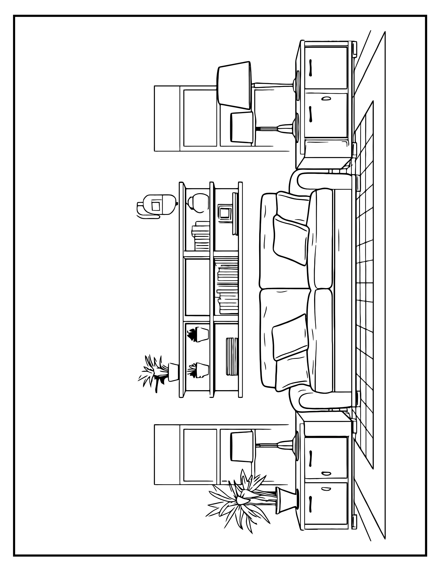 Warm and Peaceful Spaces: Printable Coloring Book PDF of Cozy Home Interiors