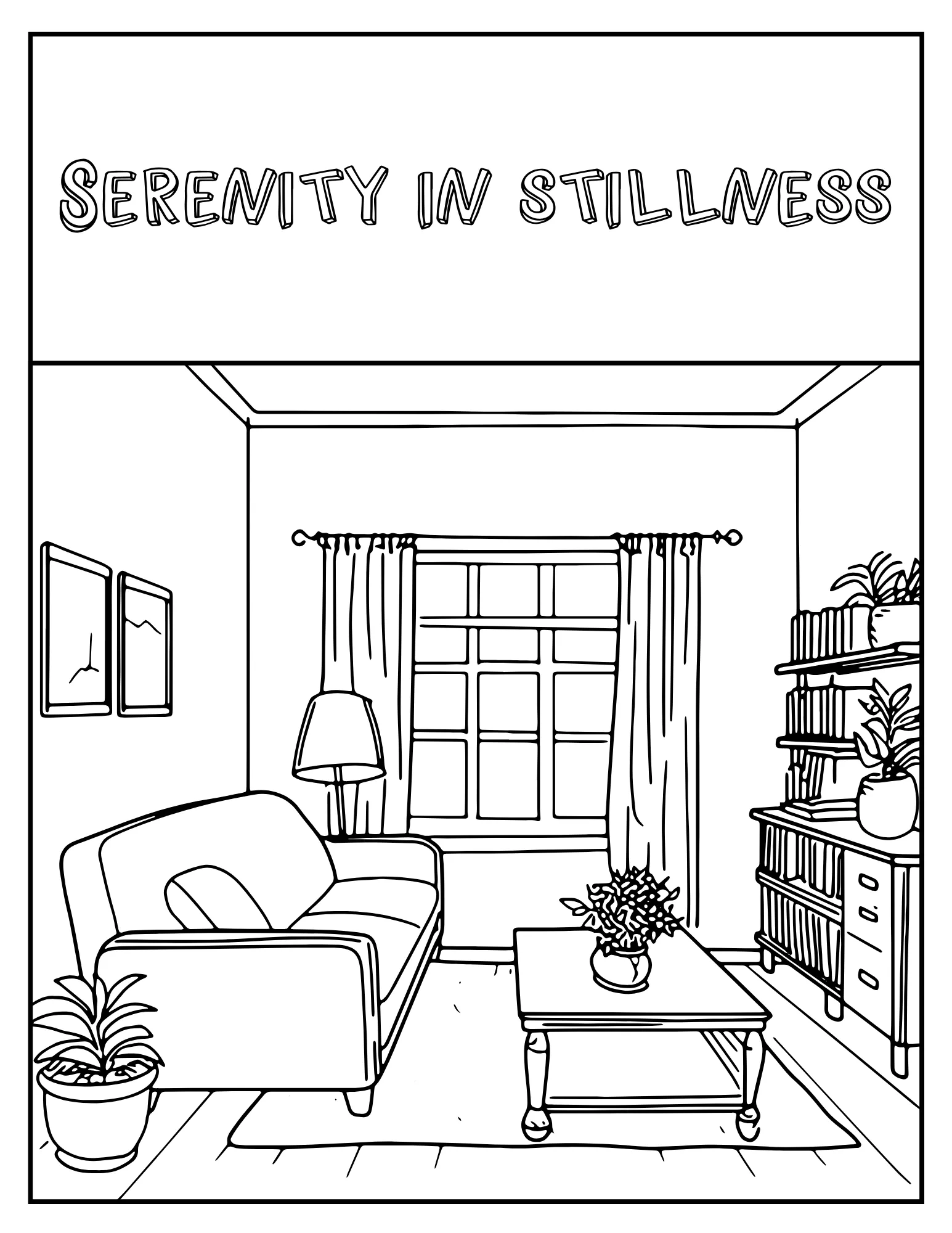 Warm and Peaceful Spaces: Printable Coloring Book PDF of Cozy Home Interiors