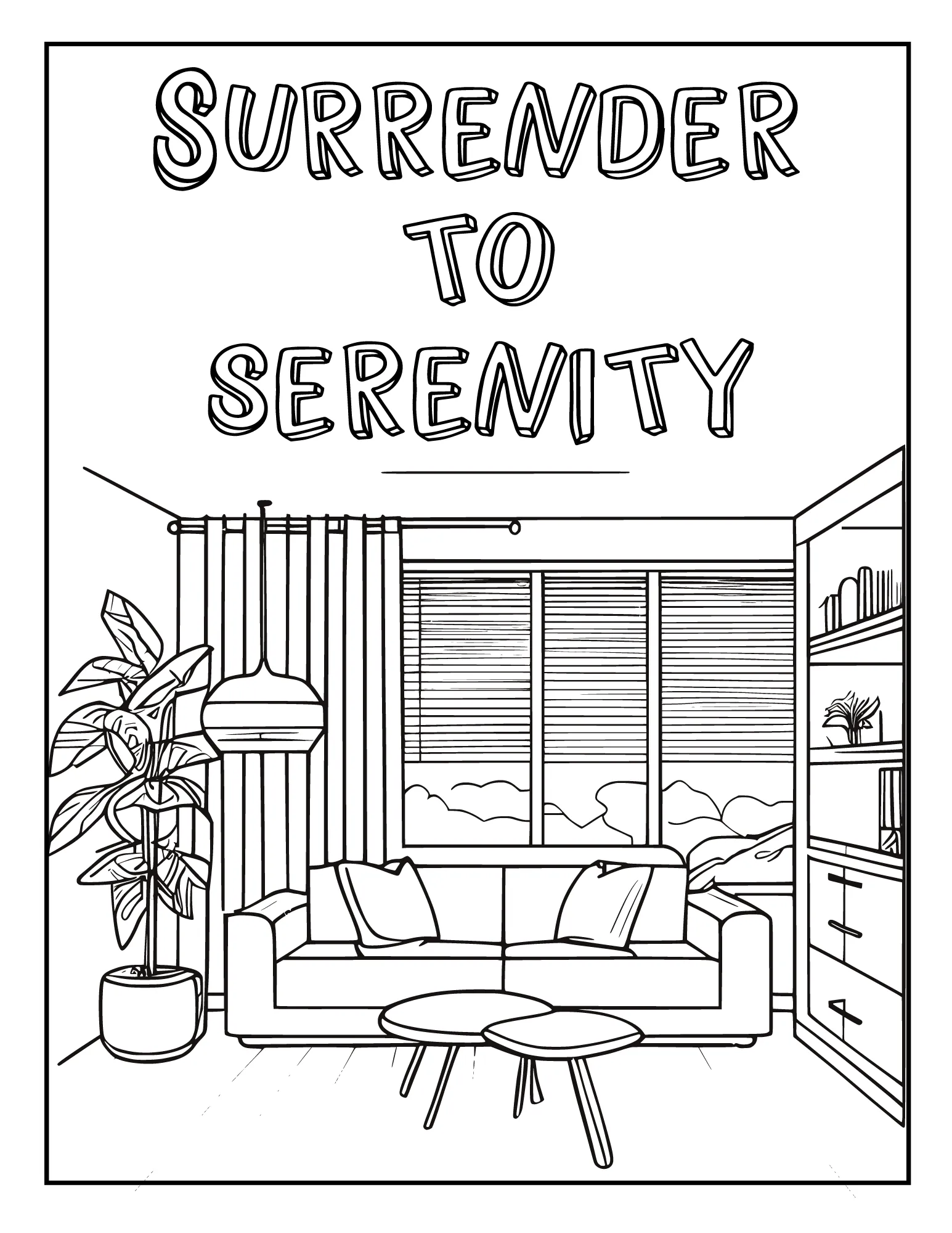 Warm Spaces: Printable Coloring Book of Cozy Home Interiors PDF for Adults