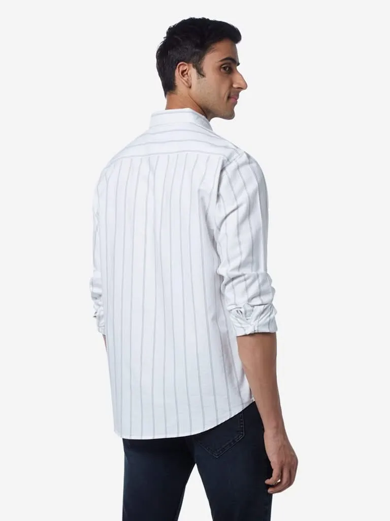 WES Casuals White Relaxed-Fit Striped Shirt