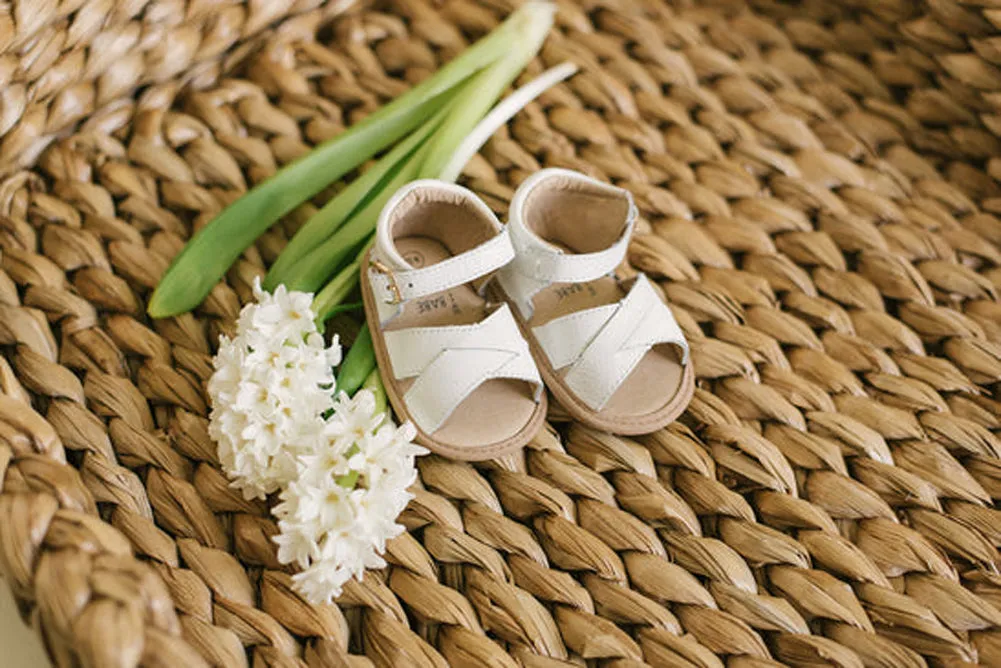 White Split Soled Leather Baby Sandal by Babe Basics