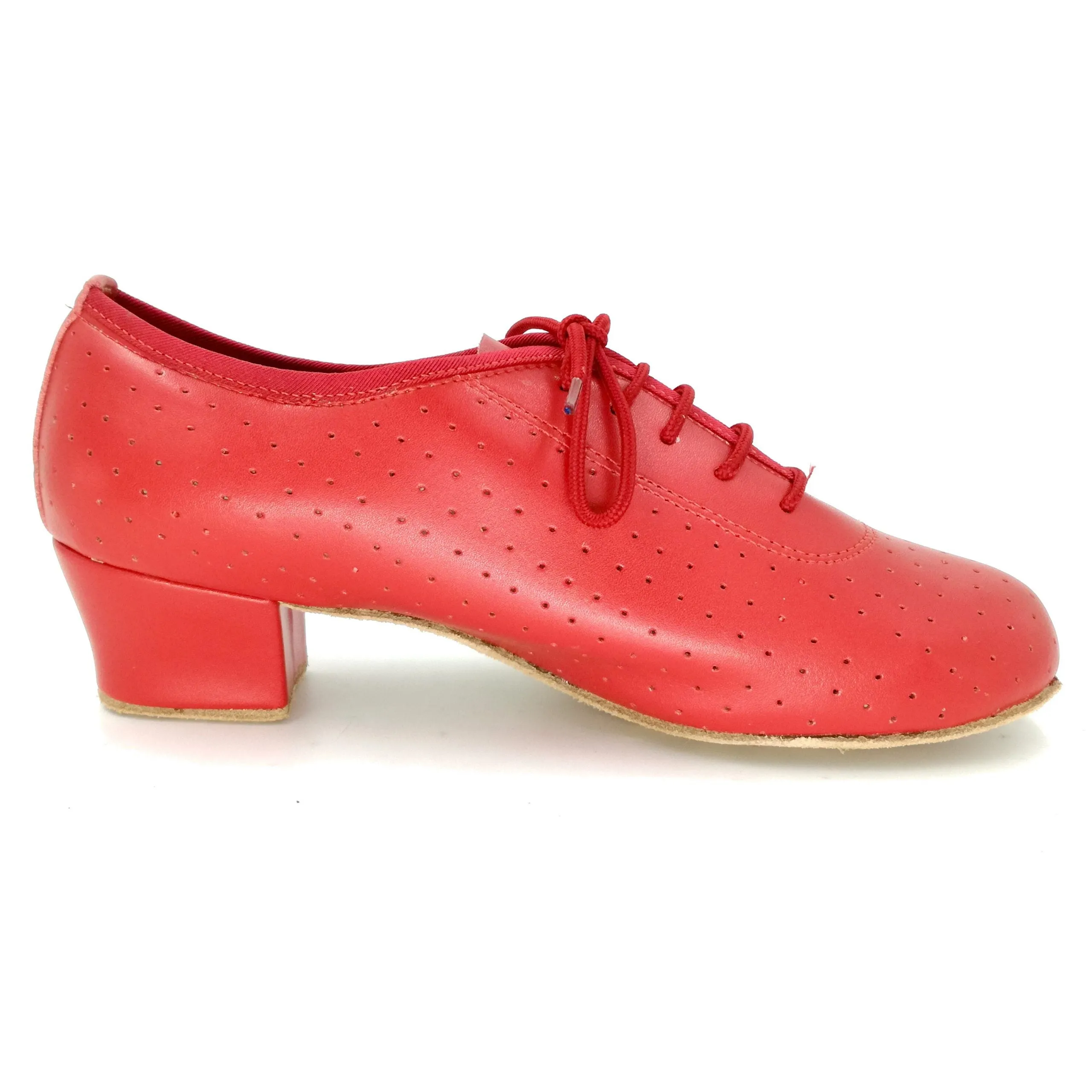 Women Ballroom Dancing Shoes Ladies Tango Latin Practice Dance Shoe Suede Sole Lace-up Closed-toe Red