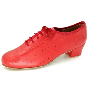 Women Ballroom Dancing Shoes Ladies Tango Latin Practice Dance Shoe Suede Sole Lace-up Closed-toe Red