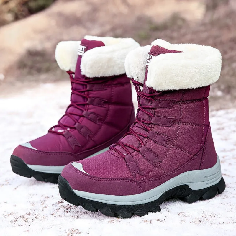 Women's winter plush warm cotton shoes, snow boots, high top cotton shoes