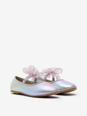 Yellow Multicolour Holographic Bow-Detailed Ballerina