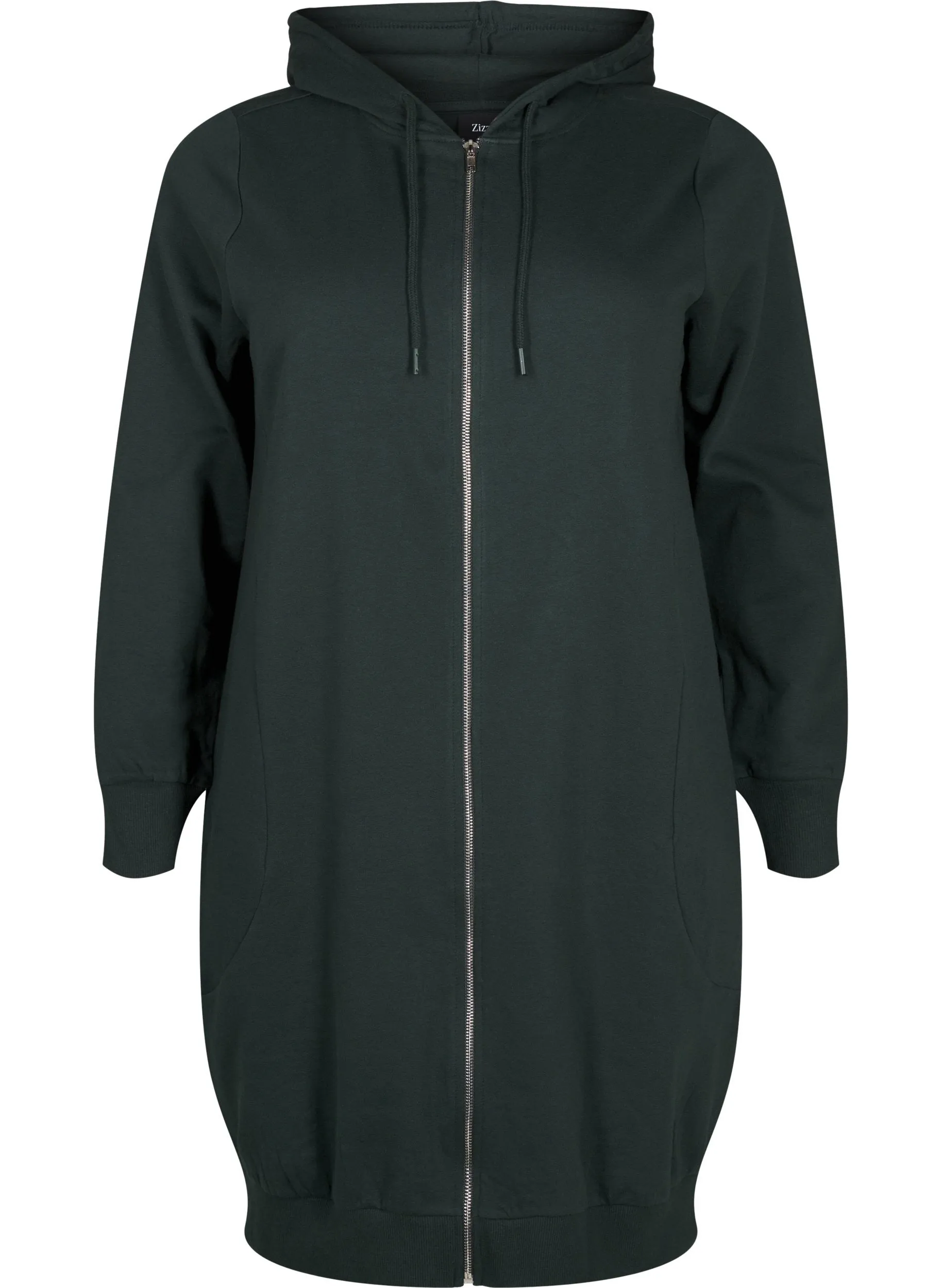 Zizzi Shelly Longline Hoodie in Green